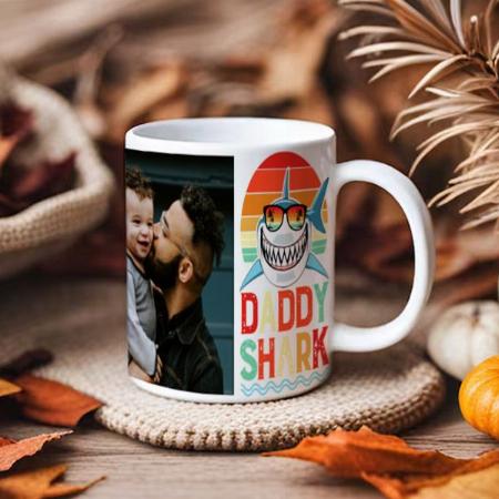 Daddy Shark Vintage Fathers Day Photo Customized Photo Printed Coffee Mug