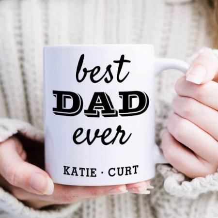 Simple Typography Best Dad Ever Photo Customized Photo Printed Coffee Mug