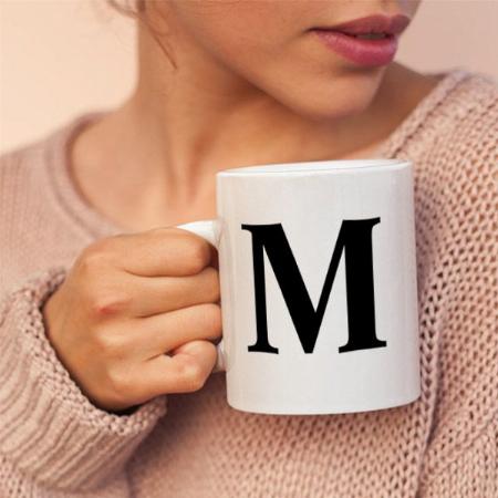 Big Letter Monogram Modern Minimal Black White Customized Photo Printed Coffee Mug