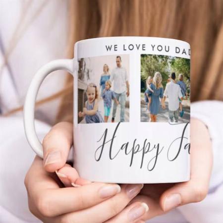 Happy Father's Day 4 Photo Customized Photo Printed Coffee Mug