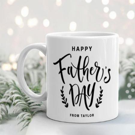 Happy Father's Day Black Hand Lettering Customized Photo Printed Coffee Mug