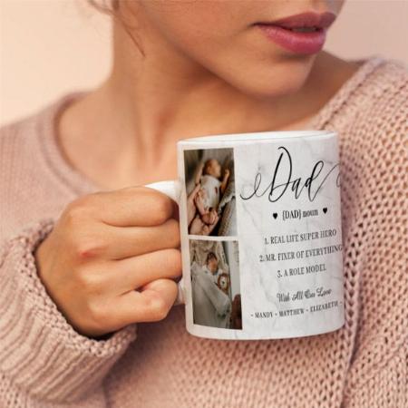 Dad Dictionary Definition Photo Collage Marble Customized Photo Printed Coffee Mug