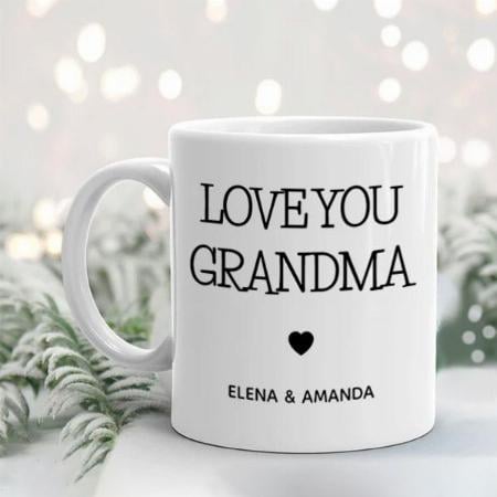 Love You Grandma Photo Handwritten Text Customized Photo Printed Coffee Mug