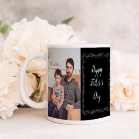 Happy Father's Day Quote With 2 Photo Customized Photo Printed Coffee Mug