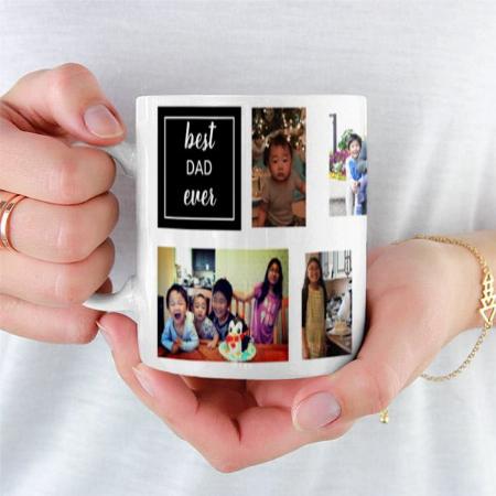 Best Dad Ever Collage Black White Customized Photo Printed Coffee Mug