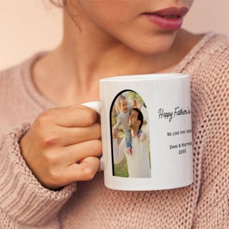 Two Photo Window with Text Father's Day Customized Photo Printed Coffee Mug
