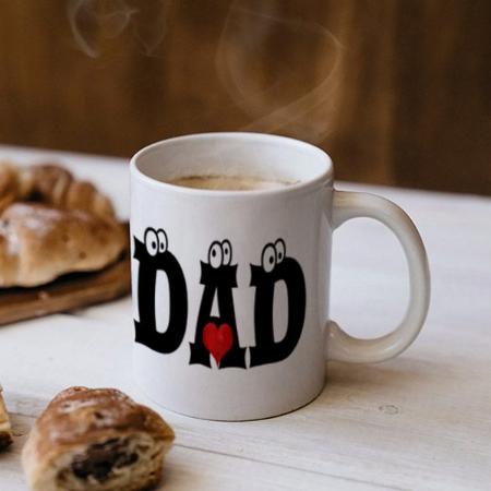 Dad Black White Text Red Heart Love Customized Photo Printed Coffee Mug