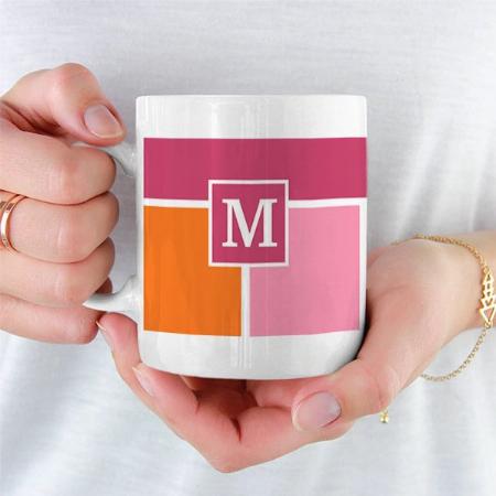 Wide Feminine Stripes with Monogram Customized Photo Printed Coffee Mug