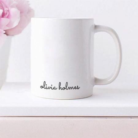 Stylish Monogram Modern Minimalist White Script Customized Photo Printed Coffee Mug