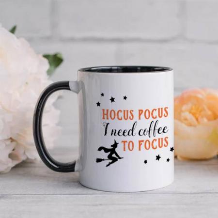 Hocus Pocus Modern Orange and Black Halloween Customized Photo Printed Coffee Mug