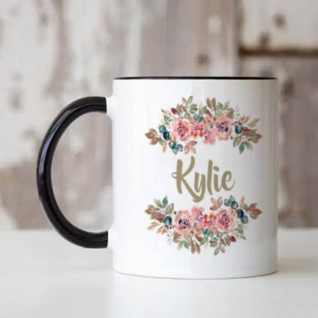 Floral Design with Name Customized Photo Printed Coffee Mug