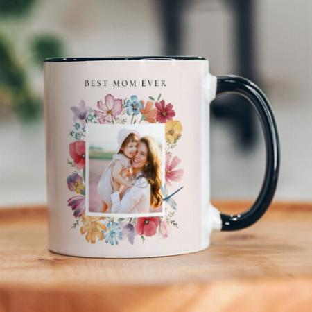 Best Mom Ever Floral Customized Photo Printed Coffee Mug