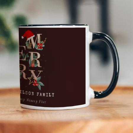 Brown Rose Gold Red Green Merry Christmas Foliage Customized Photo Printed Coffee Mug