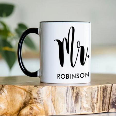 Mr Modern Script Monogram Wedding Customized Photo Printed Coffee Mug