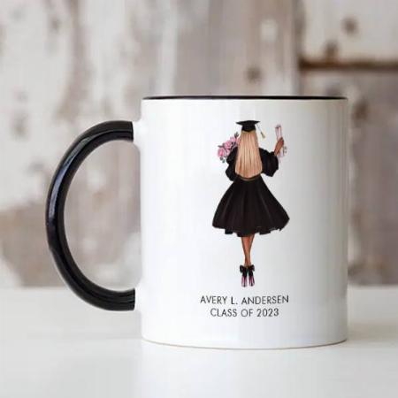 Modern Watercolor Girl Graduate Customized Photo Printed Coffee Mug