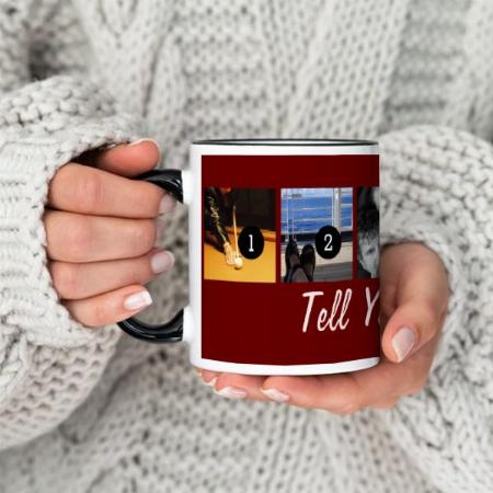 Tell Your Photo Story 5 Images Burgundy Customized Photo Printed Coffee Mug