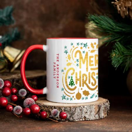 Gold Faux Foils Merry Christmas Holiday Photo Customized Photo Printed Coffee Mug
