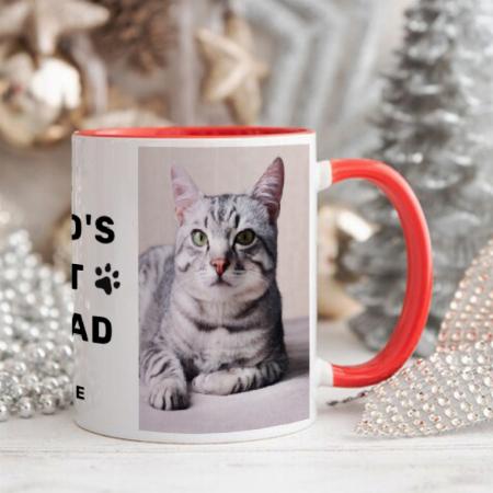 Worlds Best Cat Dad Navy Two Photo Pet Lover Customized Photo Printed Coffee Mug