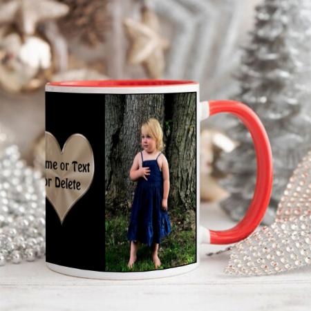 Photo and Text on Heart Customized Photo Printed Coffee Mug