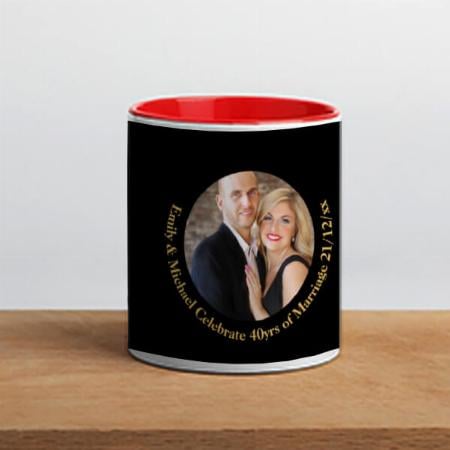 Wedding Anniversary Black Gold Marble Photo Customized Photo Printed Coffee Mug