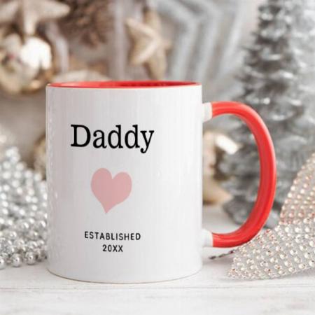 Daddy Pink Heart Single Photo Customized Photo Printed Coffee Mug