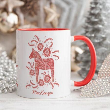 Swedish Dala Horse Red Customized Photo Printed Coffee Mug