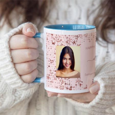 Rose Gold Birthday Photo with Star Customized Photo Printed Coffee Mug