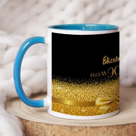 Birthday Black Gold Name with Star Customized Photo Printed Coffee Mug