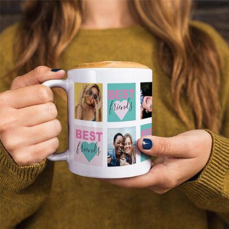 Friendship BFF Photo Collage Heart Customized Photo Printed Coffee Mug