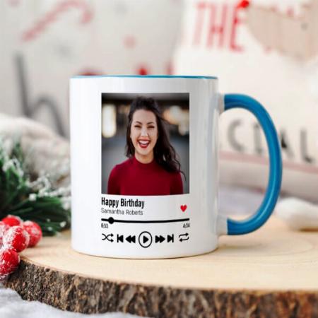 Trendy Happy Birthday Name Photo Design Customized Photo Printed Coffee Mug