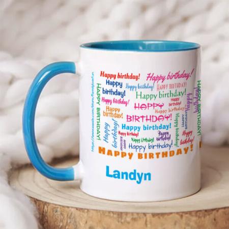 Happy Birthday Colorful Fun Bright Word Cloud Design Customized Photo Printed Coffee Mug