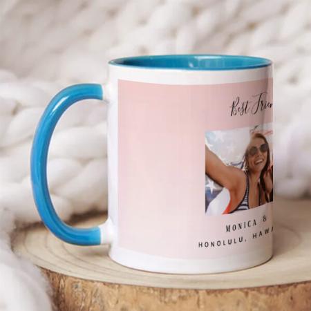 Photo Best Friends Forever Blush Pink Design Customized Photo Printed Coffee Mug