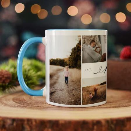 Best Papa Ever Elegant Script 8 Photo Collage Customized Photo Printed Coffee Mug