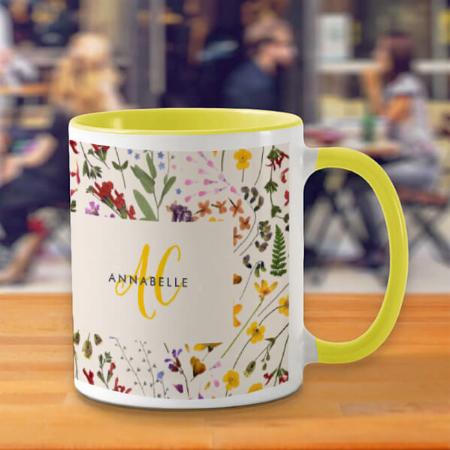 Modern Wildflower Colorful FLoral Customized Photo Printed Coffee Mug
