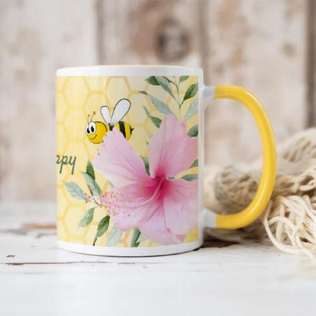 Happy Bees yellow honeycomb Design Customized Photo Printed Coffee Mug