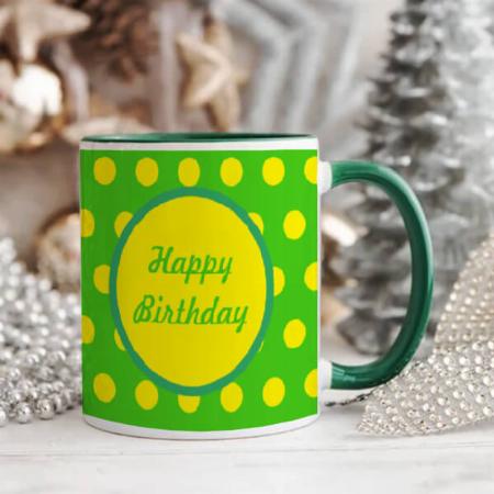 Happy Birthday Yellow Dot Design Customized Photo Printed Coffee Mug