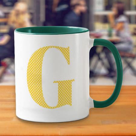 Yellow and White Dot Monogram Design Customized Photo Printed Coffee Mug