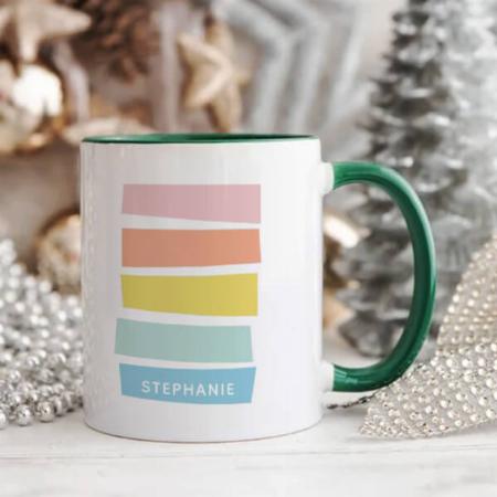 Stylish Geometric Colorful Pastel Design Customized Photo Printed Coffee Mug