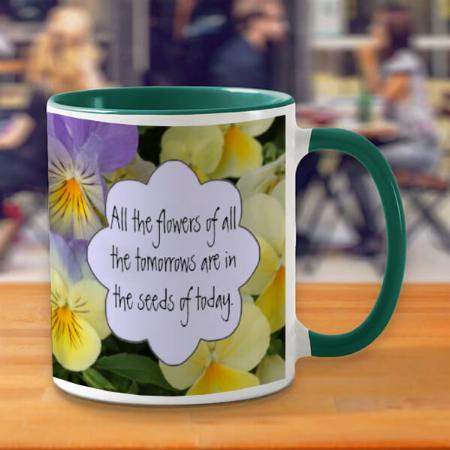Pretty Purple Yellow Pansies Motivation Quote Customized Photo Printed Coffee Mug