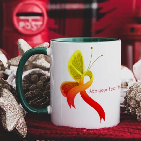 Red And Yellow Awareness Ribbon Butterfly  Customized Photo Printed Coffee Mug
