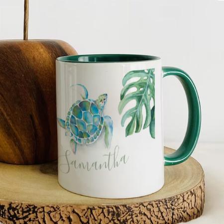Coastal Blue And Green Sea Turtle Customized Photo Printed Coffee Mug