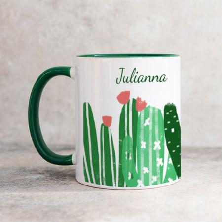 Cactus Painting in Green Customized Photo Printed Coffee Mug