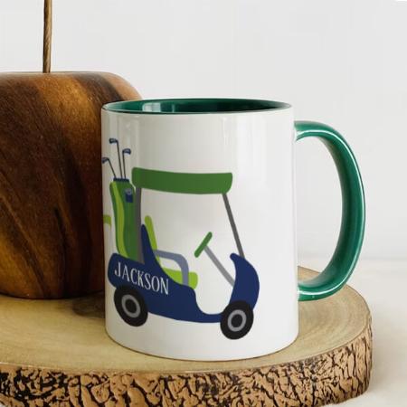Navy & Green Golf Design Customized Photo Printed Coffee Mug