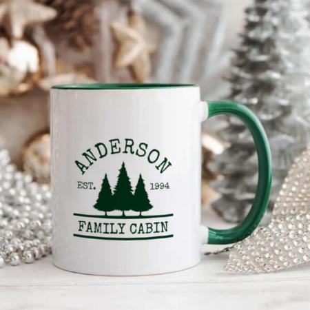 Family Name Pine Trees Customized Photo Printed Coffee Mug