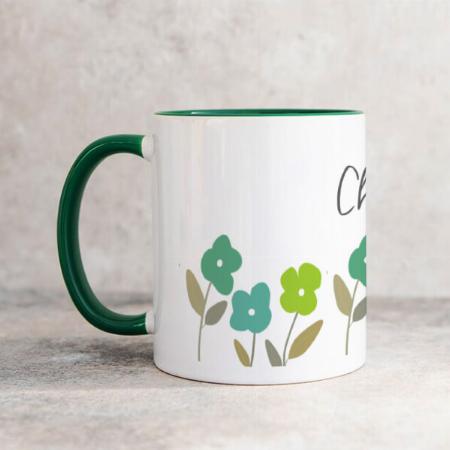 Green Spring Floral Blooms Customized Photo Printed Coffee Mug