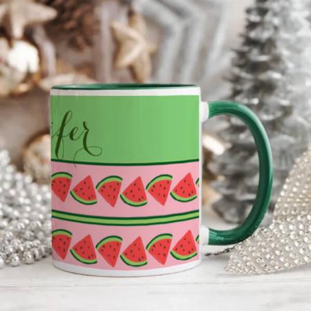 Pink and Green Watermelon Customized Photo Printed Coffee Mug