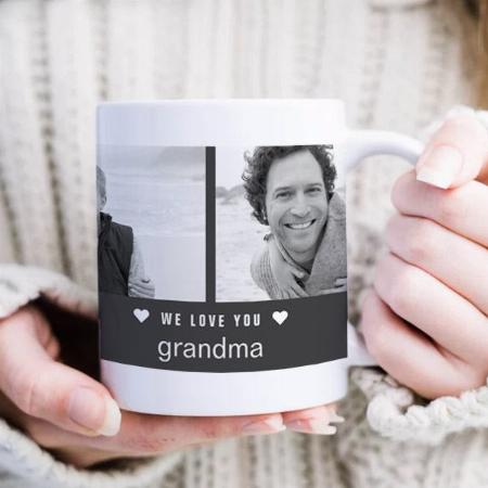 Modern Grandparents Day Black and White Photo Customized Photo Printed Coffee Mug