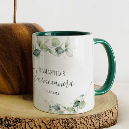 Happy Birthday Eucalyptus Floral Customized Photo Printed Coffee Mug
