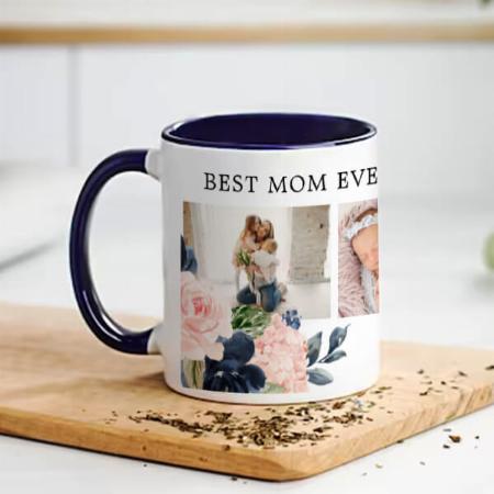Floral Best Mom Ever Collage Customized Photo Printed Coffee Mug