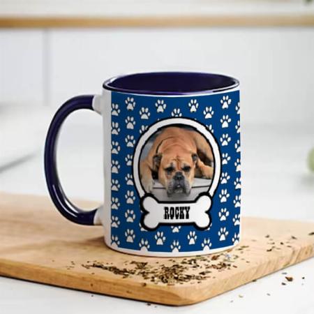 Paw Prints Blue Pet Customized Photo Printed Coffee Mug